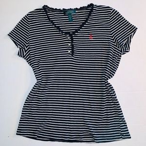 Ralph Lauren black white striped short sleeve tee